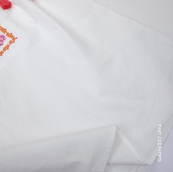J. CREW White Pink Orange Embroidered Top Sz 2 - Picture 3 of 10
